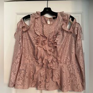 BCBG pink peplum long sleeve with cut outs